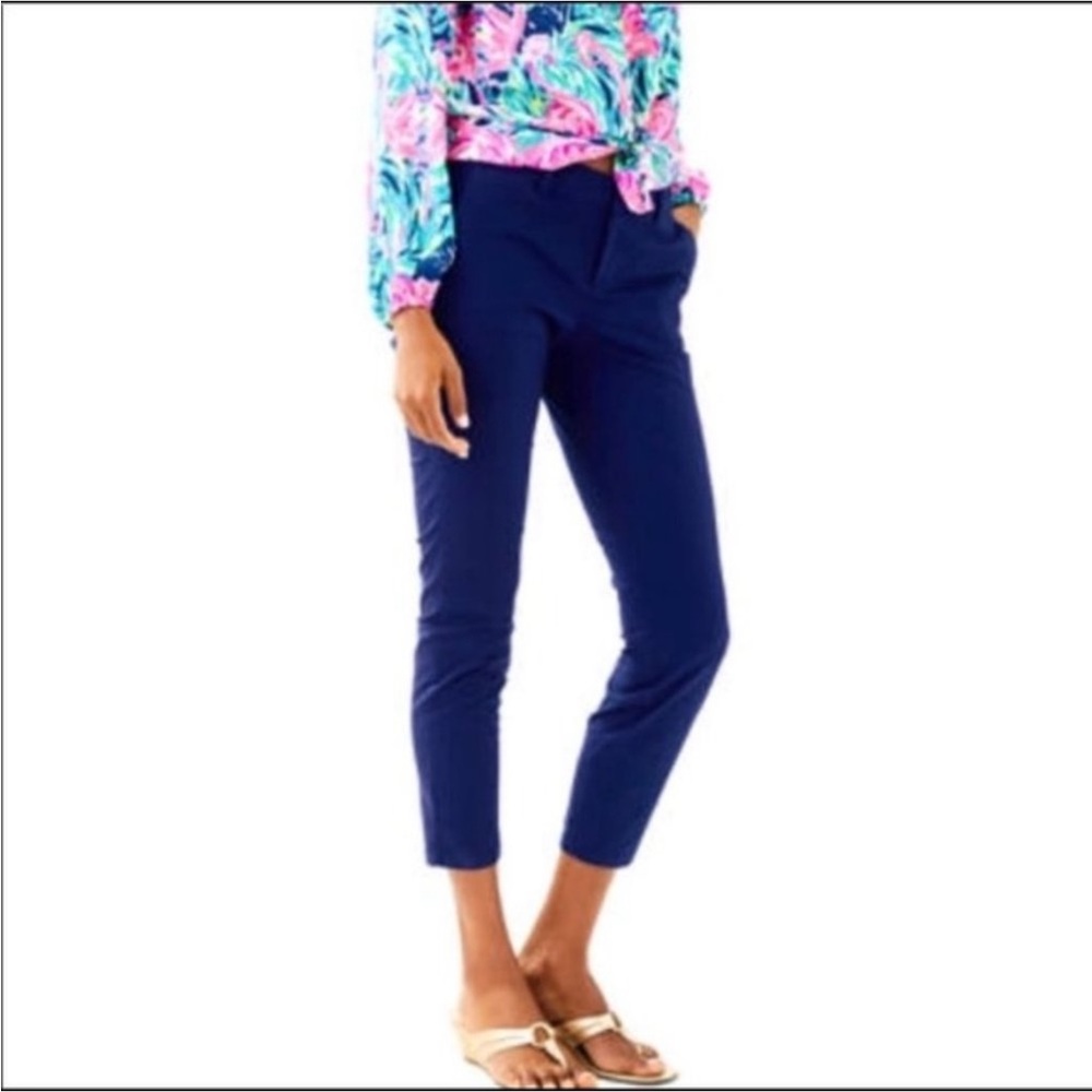 Lilly Pulitzer Navy Straight-Leg Crop Chinos Shana